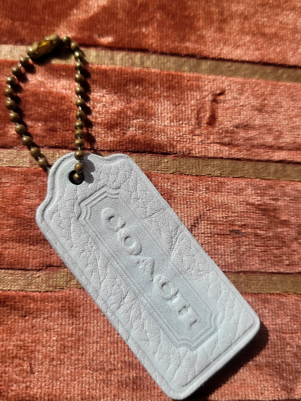 Coach Vintage Textured White Leather Hang Tag